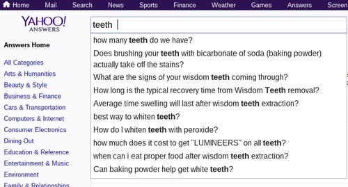 Yahoo Answers Type In Teeth And You Ll See The Questions