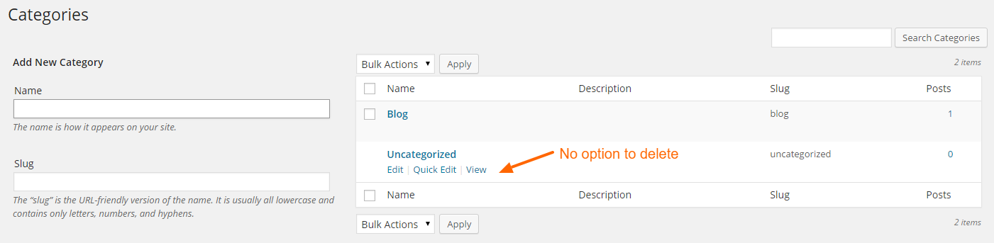How to remove default category in wordpress