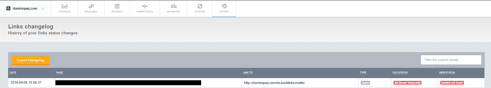 Monitor Backlinks Links Changelog