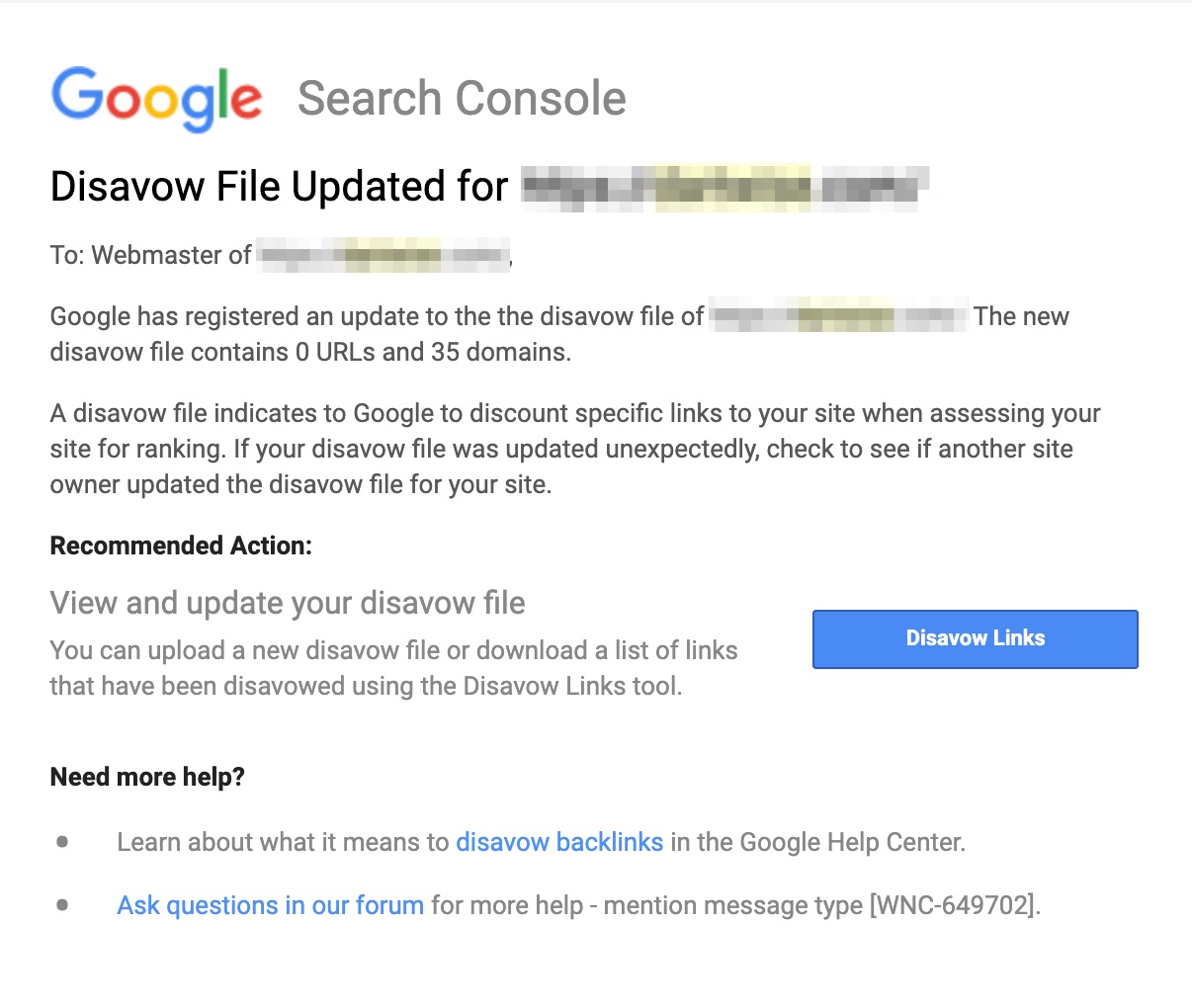 Disavow Email
