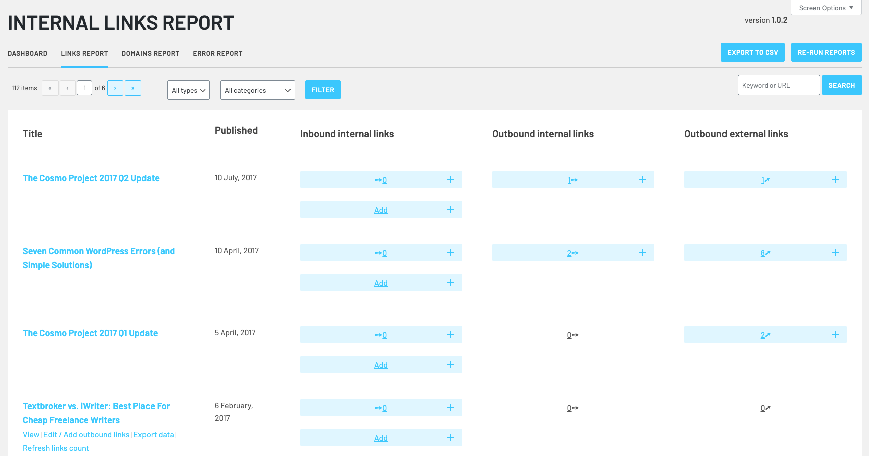 Link Whisper Internal Links Report